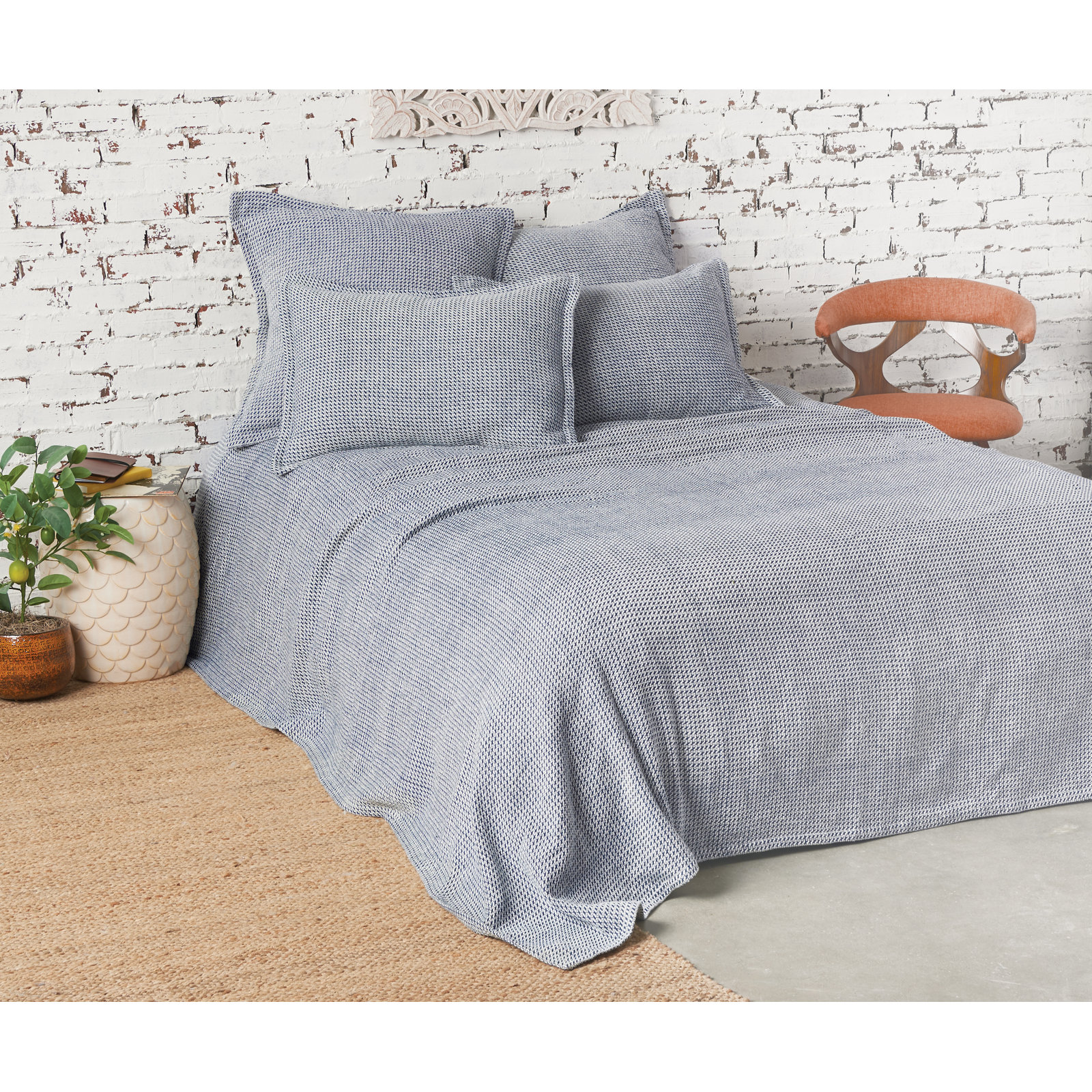 Freja Cotton Shams, Standard, Indigo