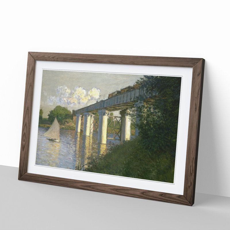 Railroad Bridge, Argenteuil by Claude Monet - Framed Print, 48cm H x 65cm W x 2cm D, Walnut Framed