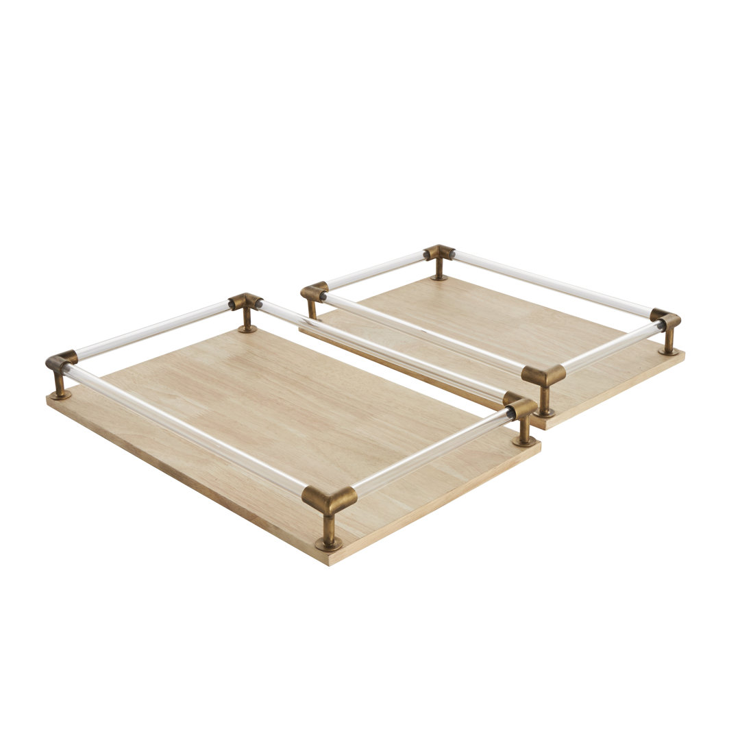 Solid Wood Tray - Set of 2 Everly Quinn