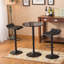 Ensemble de table de bar ronde à hauteur réglable et tabouret de bar pivotant en cuir reconstitué noir