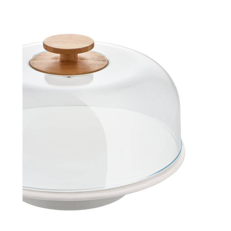 Stand In Porcelain, Warm Grey. Lid In PMMA With Knob In Bamboo Wood.