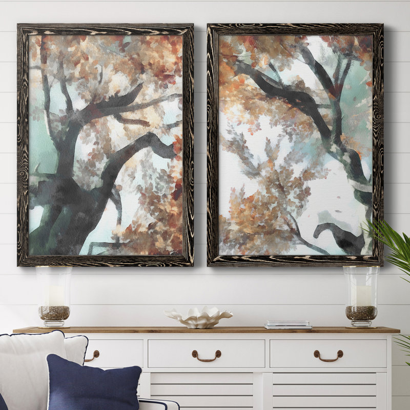 Fall Tree I - ensemble de 2 peintures encadrées, Toile encadrée noire, H 43,5 po x l 31,5 po x P 1 po
