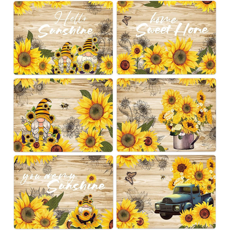 Ensemble de 6 napperons en plastique Sunflower