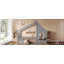 Lit double au sol avec fenêtre et petite tablette, lit en bois massif avec toit en forme de maison, sans sommier, gris-742036566-742036554