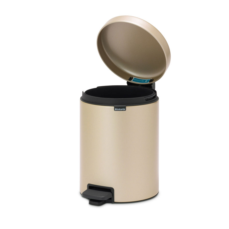 NewIcon Pedal Step On Trash Can, 5 L, Gold