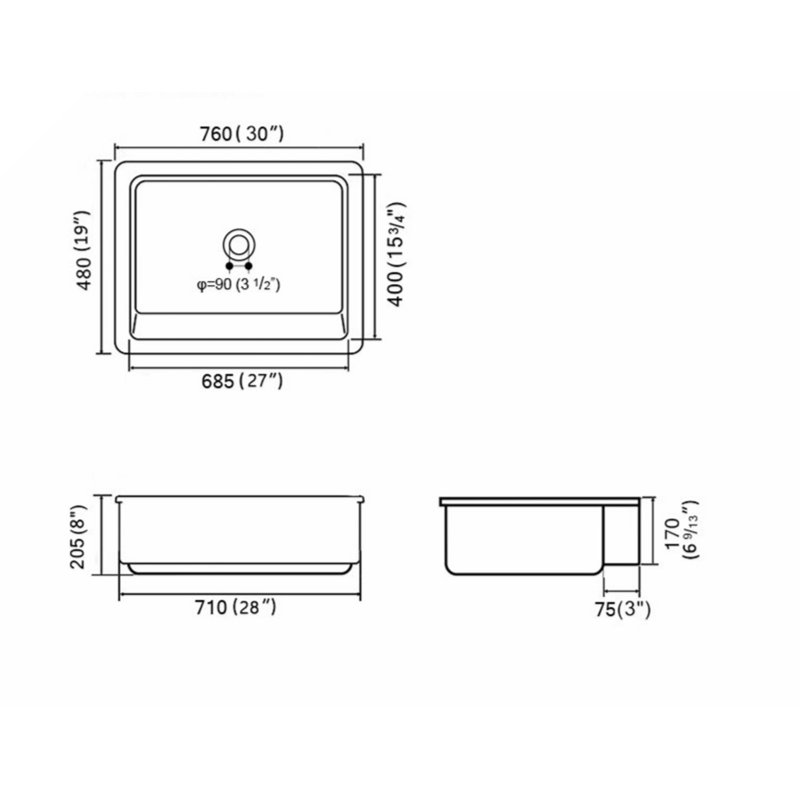 Myhomekeepers 19'' White Ceramic Rectangular Bathroom Sink