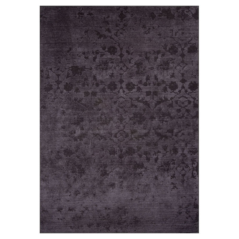 Tapis oriental noir à motif tissé rétro, Rectangle 3 pi 10 po x 5 pi 3 po