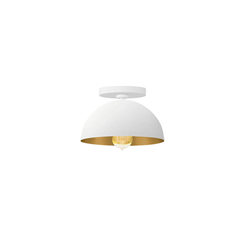 Elia Dome Semi-Flush - 1-Light - Carbon with Champagne Gold Interior, Matte White