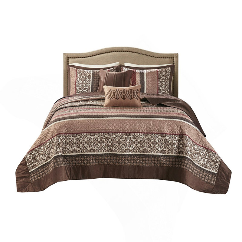 Ensemble de couvre-lit luxueux en jacquard réversible avec motifs élégants et taies décoratives assorties, pour les grands lits