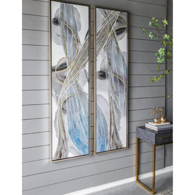 20" X 71" Multicolor Abstract Oil Paintings, Of 2, For Dining Room Bedroom Office Living Paintings , 2 Elongated, 71", Home Decor