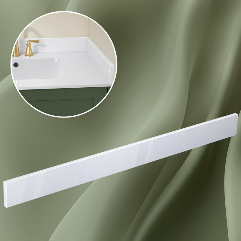 42 In. Vanity Backsplash Solid Surface 4 In. Bathroom Vanity Back Splash In Glossy White