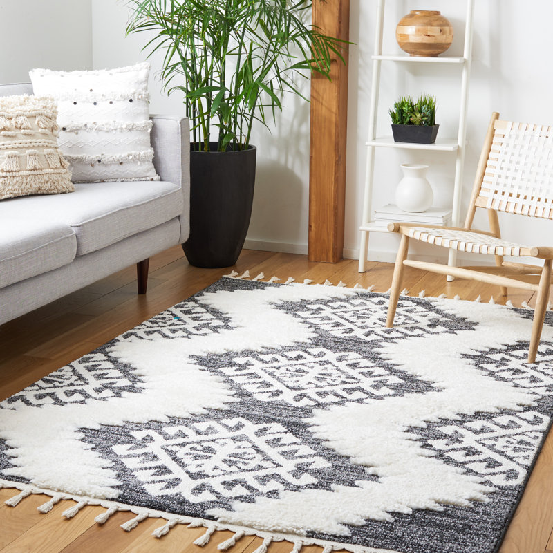 Tapis Ikat Imraan, Rectangle 4 pi x 6 pi, Pink/Ivory