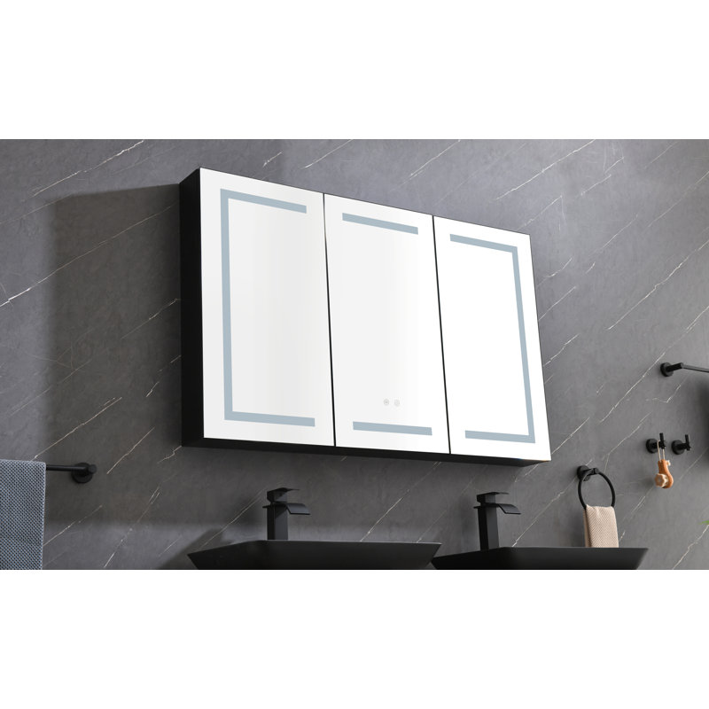 Armoire à pharmacie 48 po x 30 po à DEL avec miroir, douilles, à intensité variable et anti-buée
