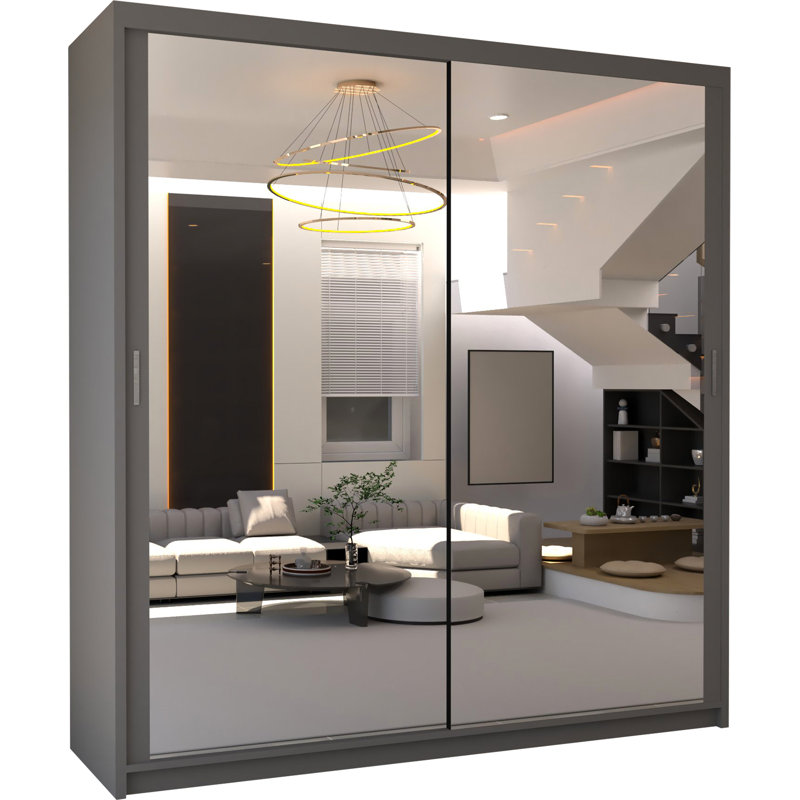 Elegent Carino Sliding Door Wardrobe with Mirror – Space-Saving Bedroom Storage in 6 Sizes & 6 Colours, Grey