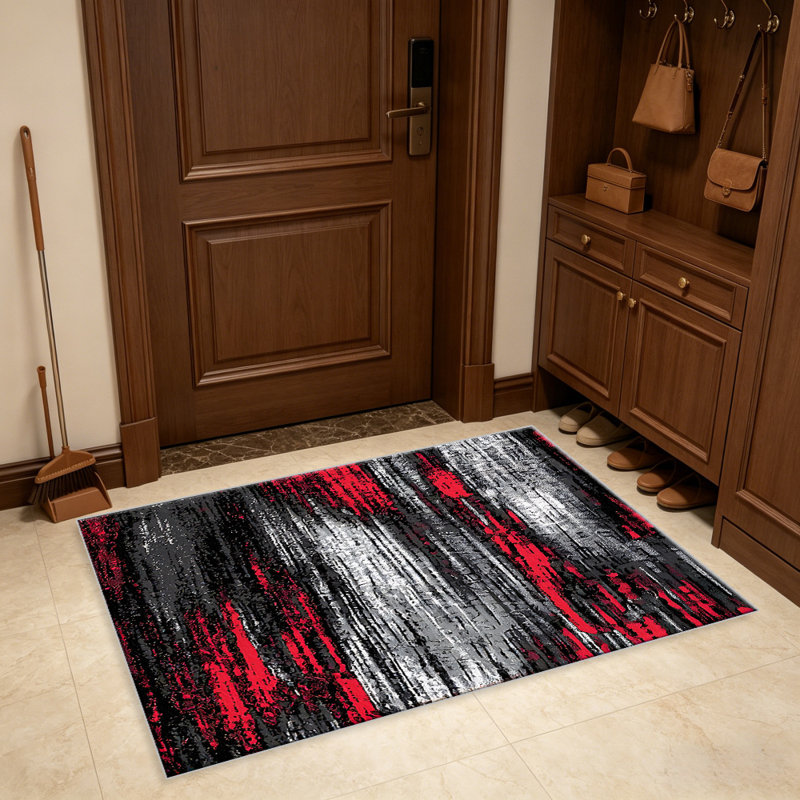 Red Streak carpet-easy to clean, machine-washable, soft and comfortable; suitable for door mats, kitchens, living rooms, bedrooms, corridors, and laundry areas. Easy to clean, durable carpet for home decoration.