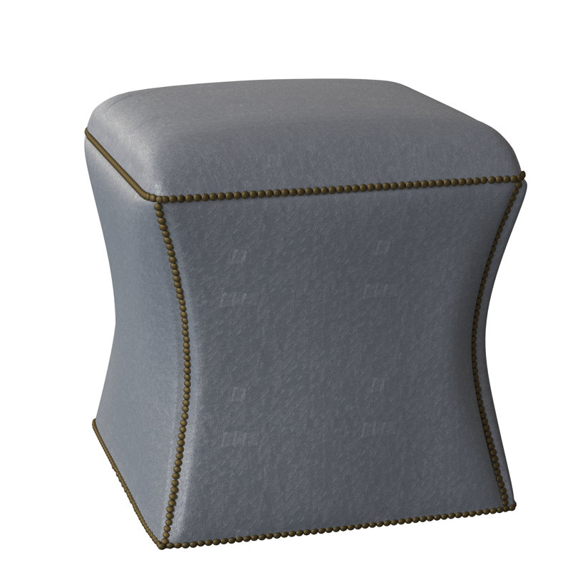 Roscoe 20" Cocktail Ottoman, Brass, Light Grey Leather 202-010