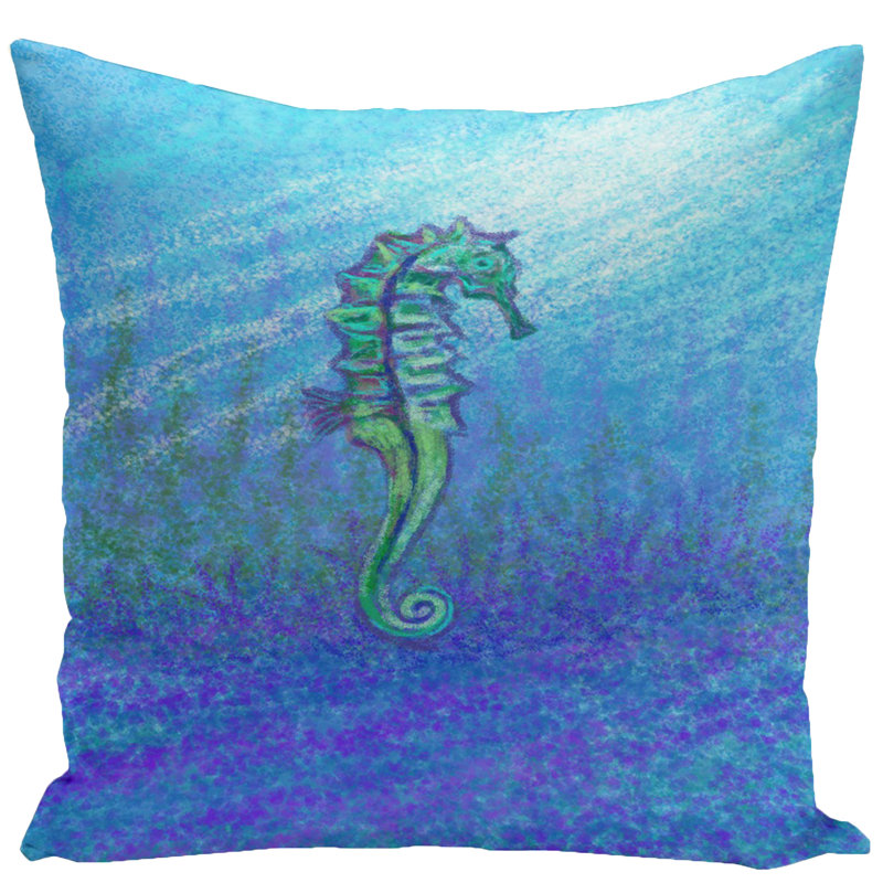 Seahorse Square Pillow Cover & Insert, 18" H x 18" W