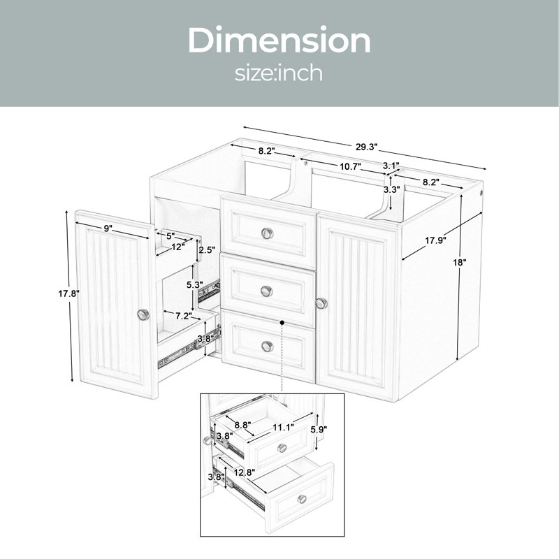 29.3 " Single Bathroom Vanity Base