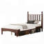 Lit sur plateforme en bois avec tÃªte de lit en forme de calebasse, style rÃ©tro et sommier Ã  lattes en bois pour un confort accru-536148588