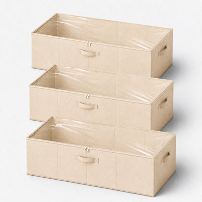 3 Pack 10" High Under Bed Storage Containers, Large Organizer Bins with Lids for Bedroom, Closet, Dorm and Blanket Storage