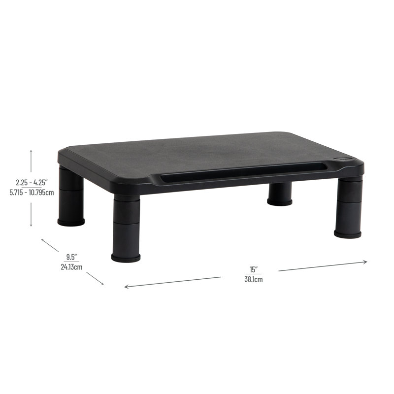 Adjustable Black Plastic Monitor Stands, Set of 2