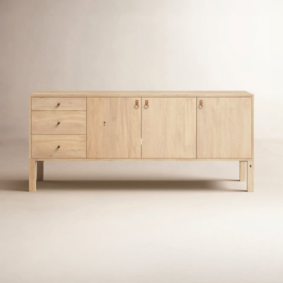 Kenzie 74" Wide 3 Drawer Poplar Solid Wood Sideboard by Birch Lane