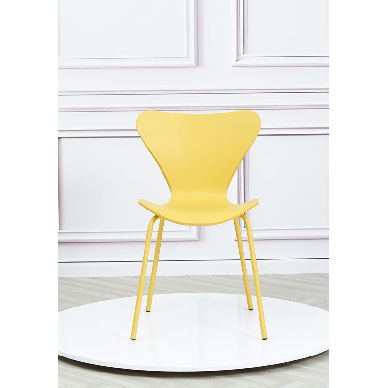2 Callula Plastick Stackable Dining Chair, Yellow