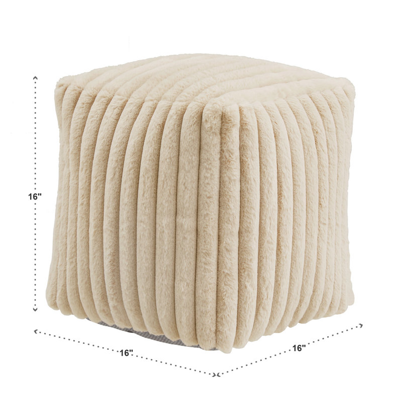 Repose-pieds Doniphan, Taupe Solid Furry Fabric