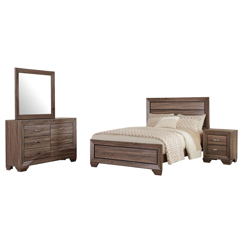 Ensemble de chambre avec grand lit 4 pièces Oatfield, Taupe, Grand