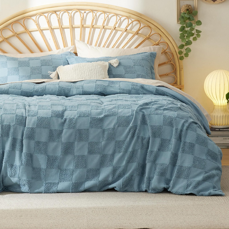Bedsure Boho Shabby Elegance Jacquard Duvet Cover, Geometric Pattern, Queen Duvet Cover + 2 Standard Pillowshams, Khaki