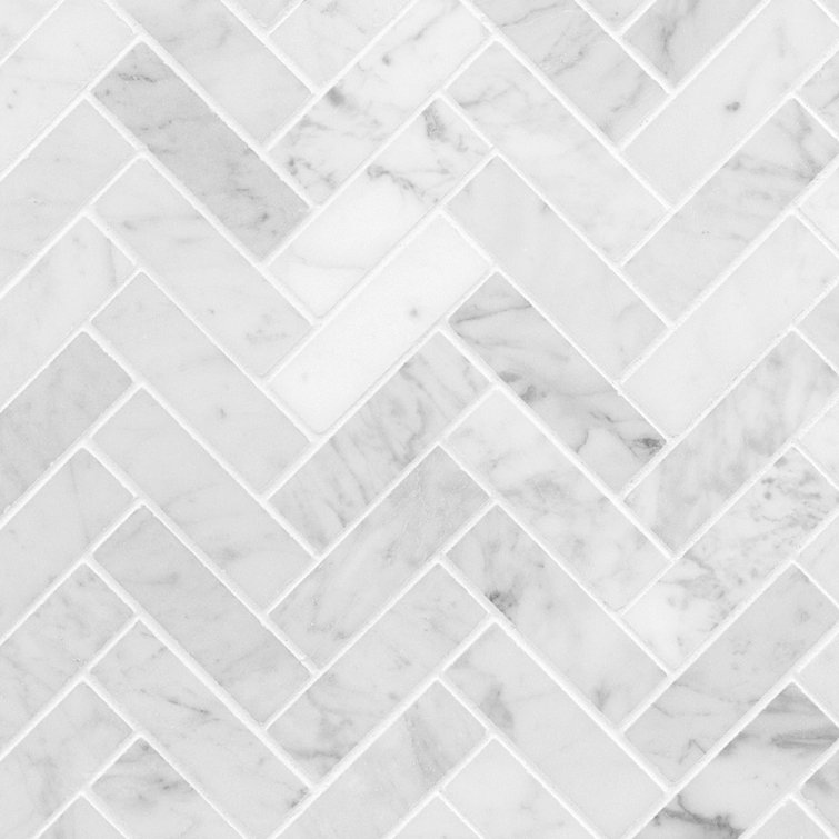 Carrara 1X3 Herringbone Polished Mosaic Tile