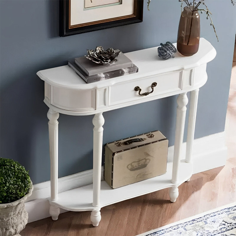 Retro Minimalist Elegant Console Table, 35.43" H x 31.5" W x 10.24" D, White