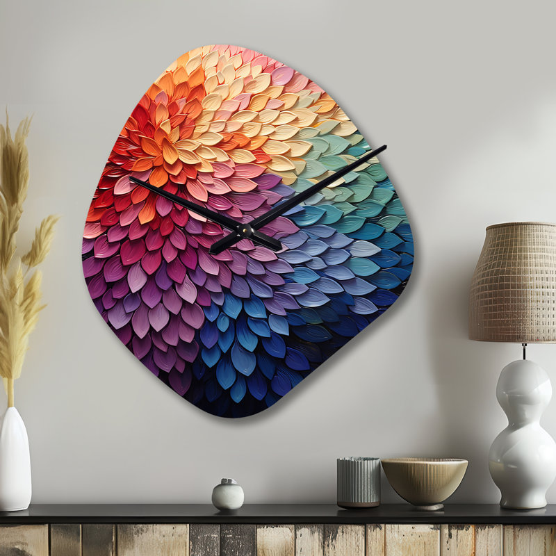 Colourful Forest Harmony Forest II - Nebula Shape Decorative Multi-Colour Pointillism Wall Clock, Small