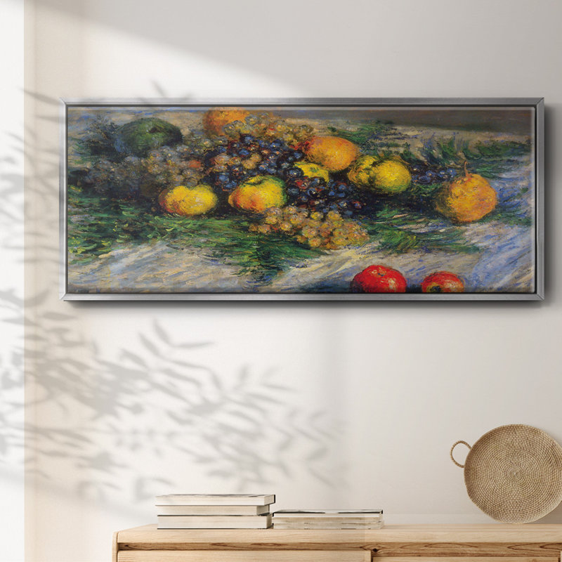 Nature morte encadrée sur toile par Claude Monet, Toile argentée avec cadre flottant, H 8 po x l 20 po x P 1,5 po