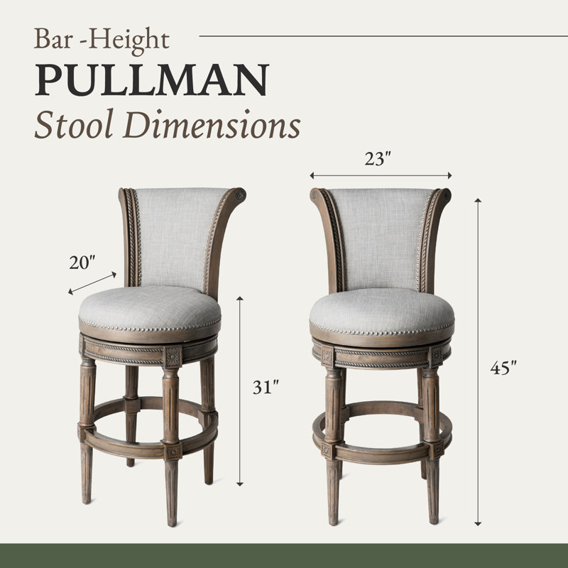 Maven Lane Gray Leather Swivel Bar Stool with Reclaimed Oak