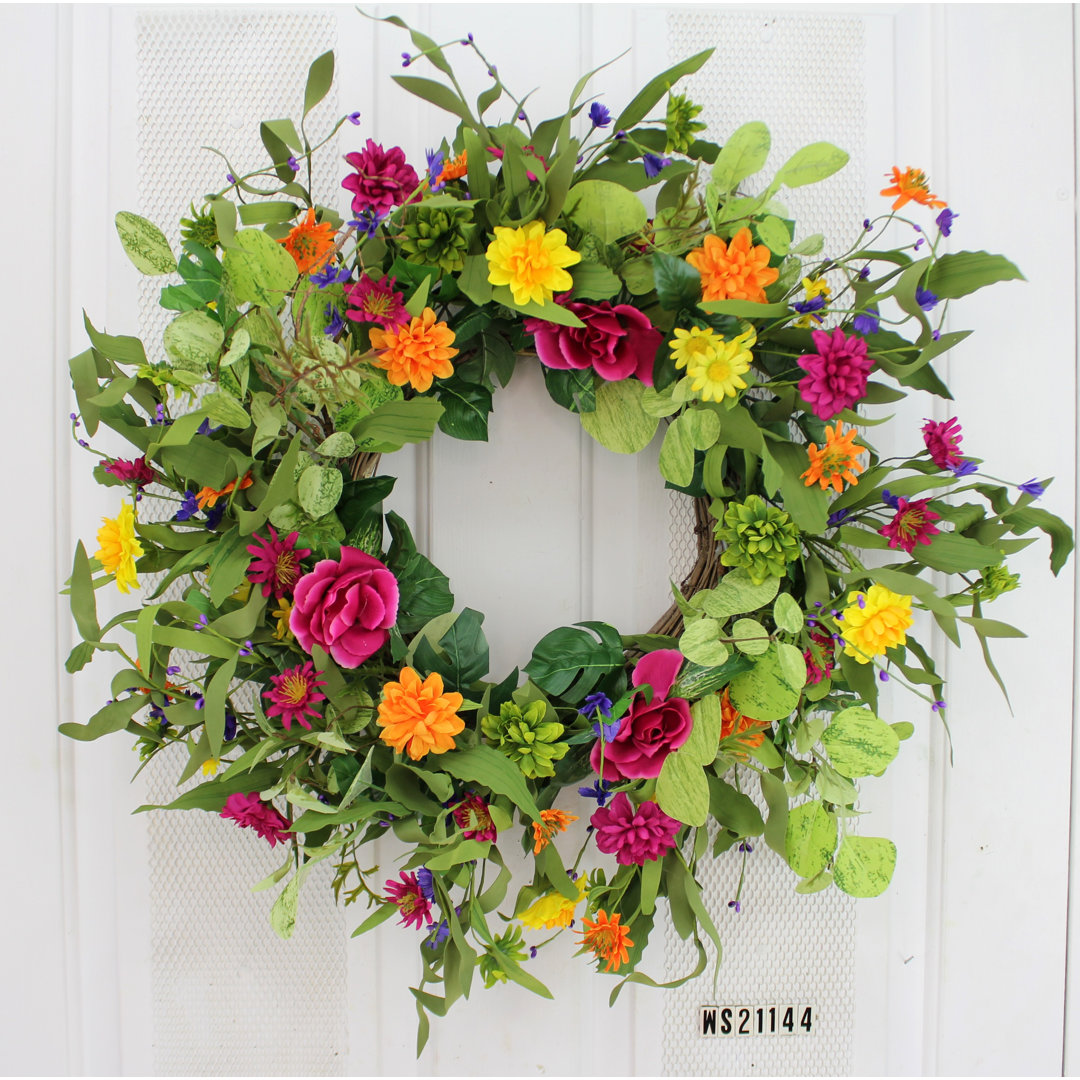 Handcrafted Faux Mixed Assortment Foam 24'' Wreath Primrue