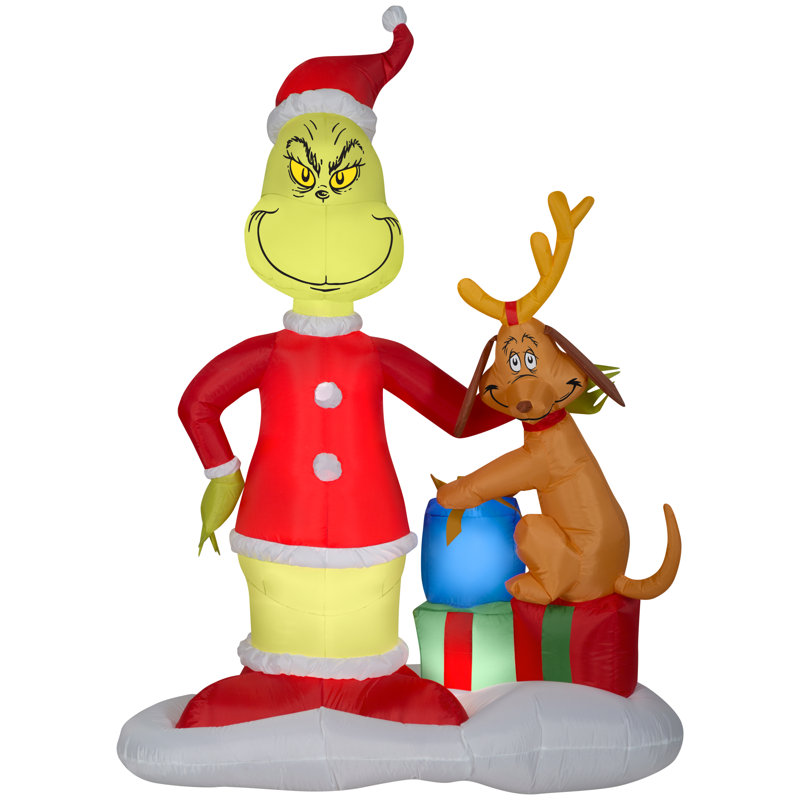 Airblown-Grinch et Max avec cadeaux-LG Scene-Dr. Seuss