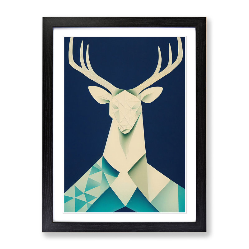 Unique Deer Abstract Vol.3 - Single Picture Frame Print, 46cm H x 34cm W x 2cm D, Black