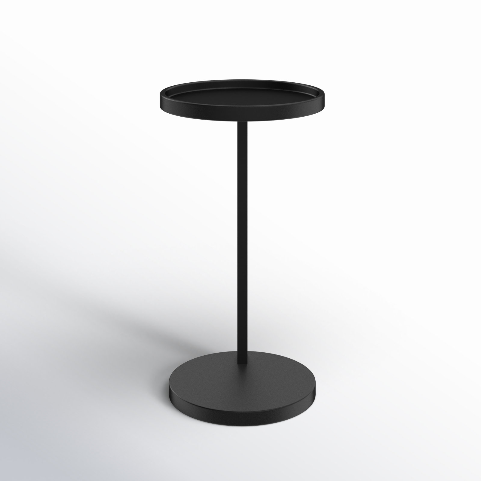 Steel Tray Top Pedestal Plant Stand, Black