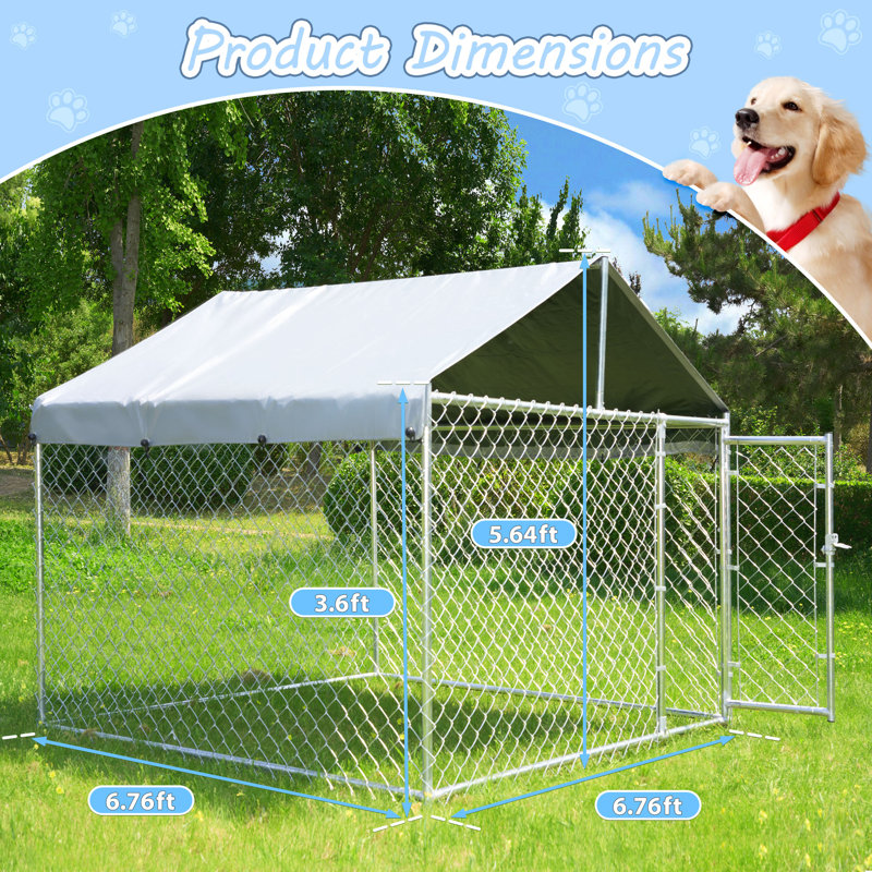 Panel Metal Yard Kennel With Door, 67.7" H