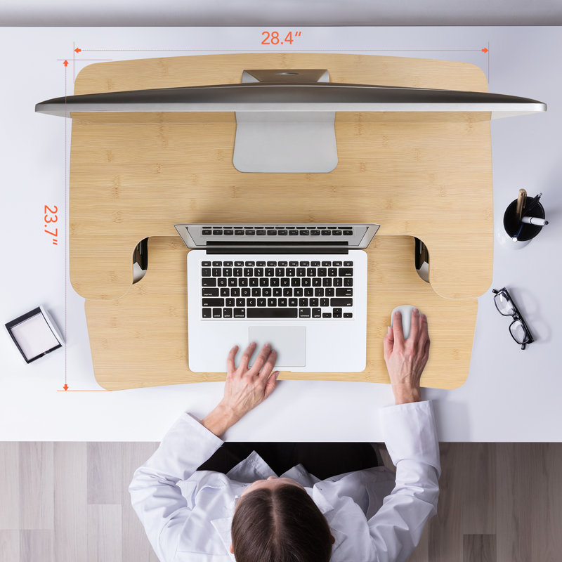 Murray Home Office Standing Desk Converter, Beige/Black, 19.6" H x 28" W x 24.9" D