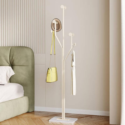 Portemanteau autoportant, blanc, fabrication en métal avec base en marbre, portemanteau de coin robuste pour chambre à coucher, couloir, entrée