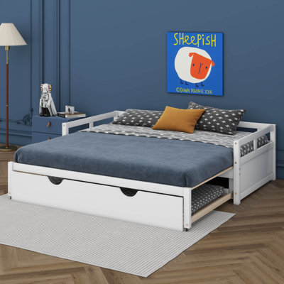 Lit de jour extensible avec couchette, lit de jour en bois avec couchette