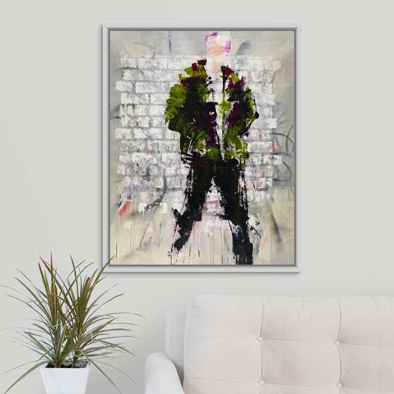 « cool metropolitan », peinture sur toile, H 21,7 po x l 17,7 po x P 1,75 po, Cadre flottant blanc