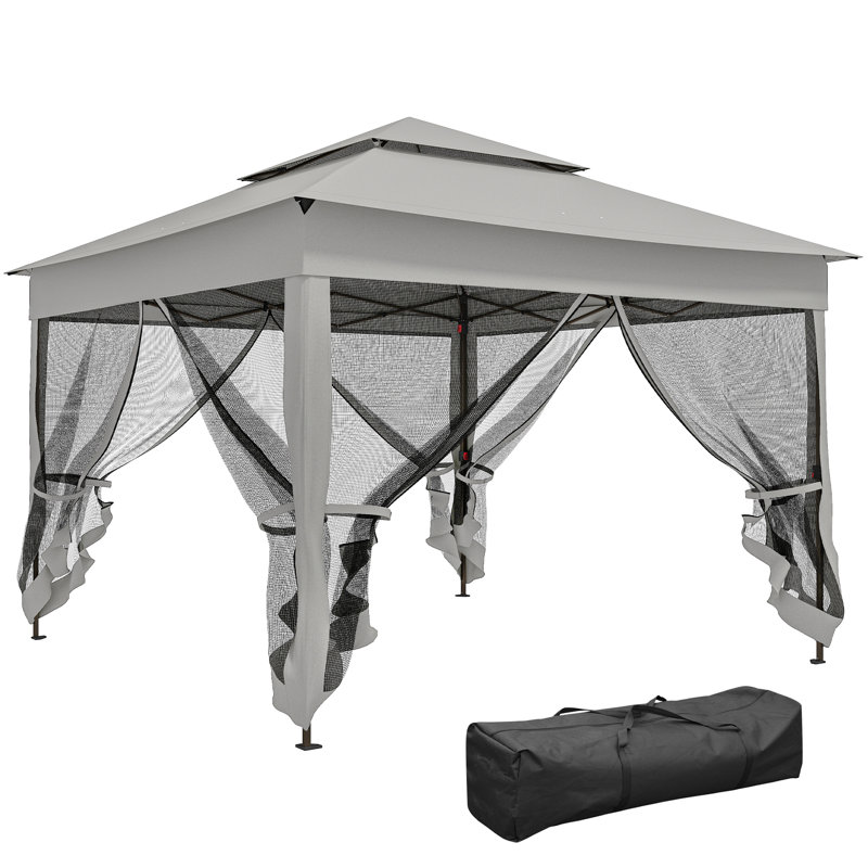 11 Ft. W x 11 Ft. D Steel Patio Gazebo, Light Gray