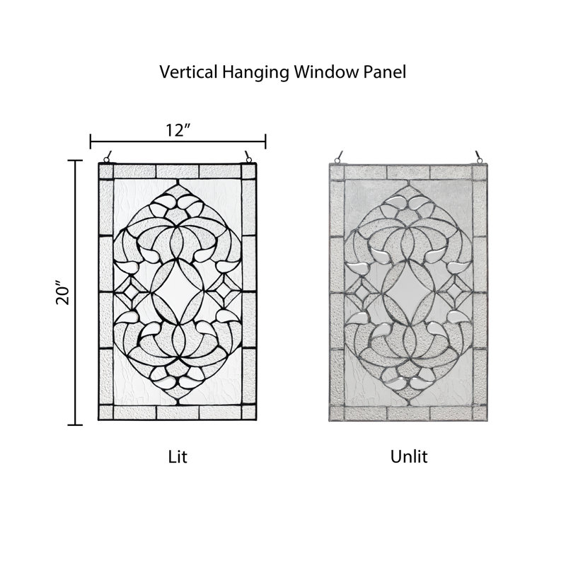 20"H Clear Floral Beveled Glass Window Panel