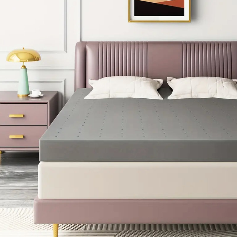 Matelas double ferme en mousse à mémoire de forme de 2 pouces pour le soutien du dos, la minimisation des points et une atmosphère de sommeil frais, gris avec soulagement sur les hanches, amélioration de la circulation d'air, confort