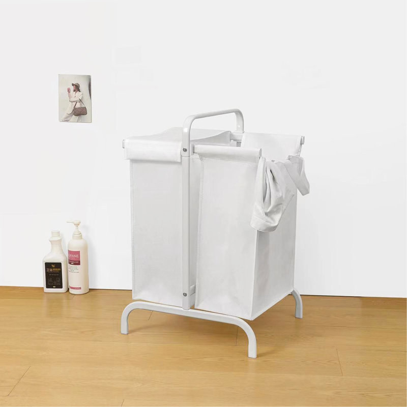 2-Tier Laundry Hamper 110L Large Oxford Clothes Basket Sorter With, Lid And Sorting Cards For Clothes & Toys Storage,White