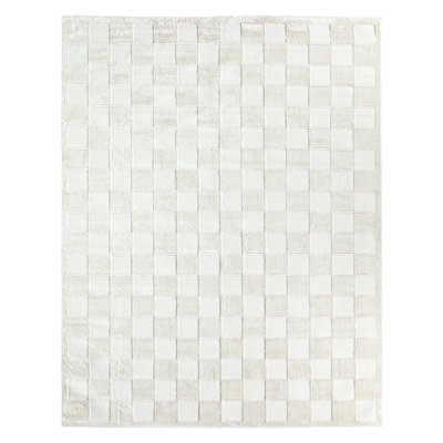 Moroccan Grid High-Low Textured Plush Area Rug