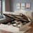 Elegant Upholstered Platform Bed With Hydraulic Storage System And Gold Lines Decoration